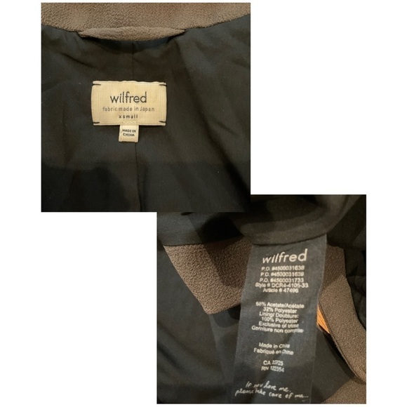 Aritzia Wilfred Mayet Double Breasted Jacket Crepe Fabric XSmall Olive G… - Picture 15 of 16